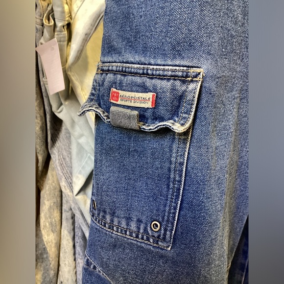 Vintage 1990’s Aeropostale Cargo denim high rise dark wash jeans - Picture 3 of 6